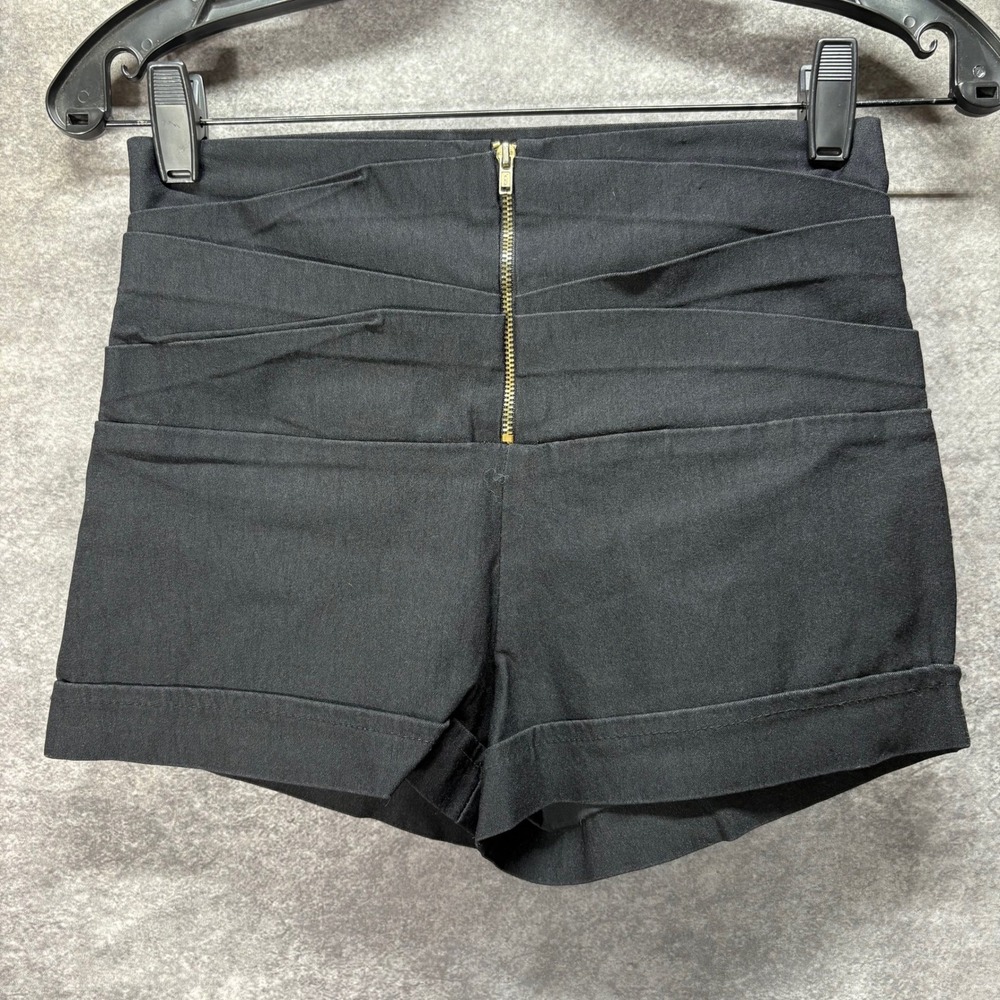Y2K Charlotte Russe Tiered High Waist Short Size M Black Exposed Zipper Baddie